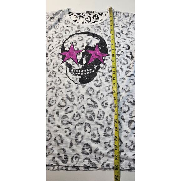 Chrldr cheerleader grunge distressed leapord skull t shirt top M EUC whimsigoth - Picture 6 of 6